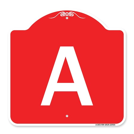 Signmission Designer Series Sign-Sign W/ Letter A, Red & White Aluminum Sign, 18" x 18", RW-1818-22964 A-DES-RW-1818-22964